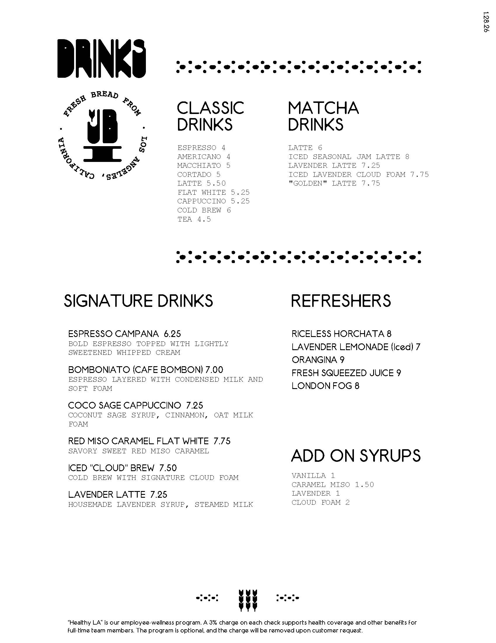 Beverage Menu